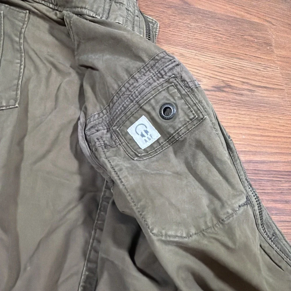 Abercrombie Fitch Military Jacket Men's Large Green Army Field Coat Parka Hooded